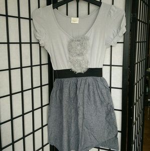 Gray Floral Detail Dress